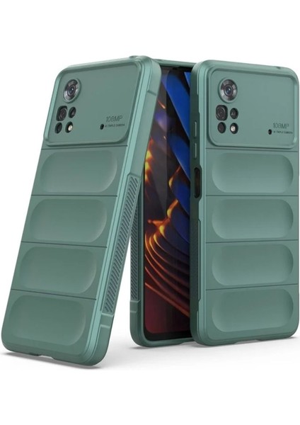 Poco X4 Pro Uyumlu Silikon Kılıf - Kamera Korumalı Esnek Yeni Nesil Airbag Kapak - Yeşil