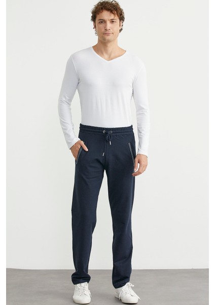 Boru Paça Rahat Kalıp Eşofman Altı - Lacivert