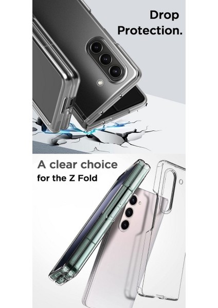 Samsung Galaxy Z Fold 6 Uyumlu Şeffaf Silikon Kılıf - Esnek Darbe Emici 2 Parça Kapak modelleri