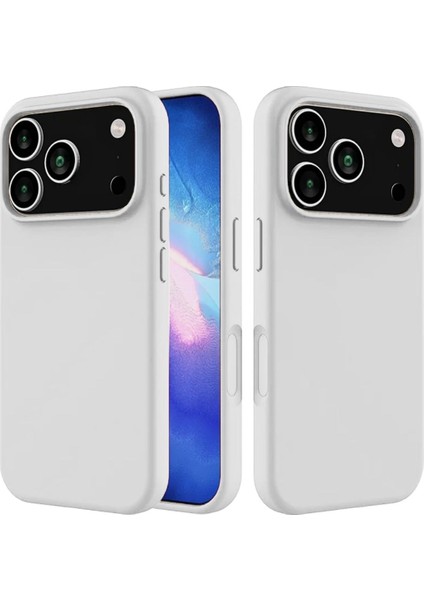 Apple iPhone 17 Pro Uyumlu Silikon Kılıf - Kamera Korumalı Esnek Pastel Renk Kapak - Beyaz
