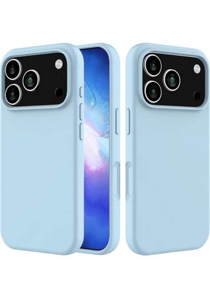 Apple iPhone 17 Pro Max Uyumlu Silikon Kılıf - Pastel Renk Tonu Esnek Tam Koruma Kapak - Mavi