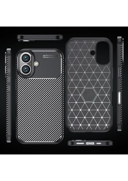 Apple iPhone 17 Uyumlu Silikon Kılıf Karbon Desenli Darbe Emici Autofocus Tam Koruma Kapak modelleri
