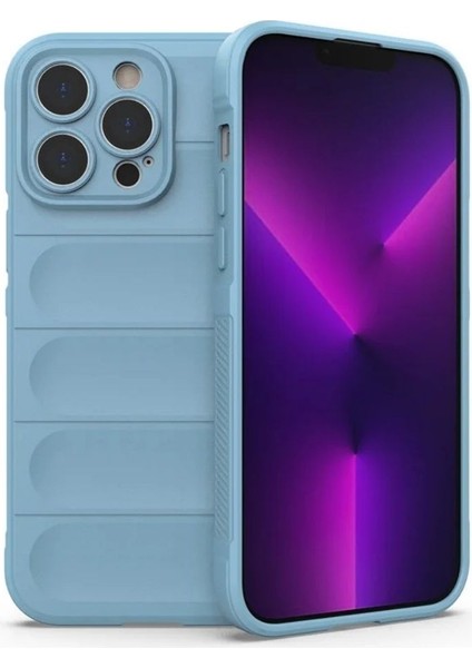 Apple iPhone 13 Pro Max Uyumlu Silikon Kılıf - Kamera Korumalı Esnek Yeni Nesil Airbag Kapak - Mavi