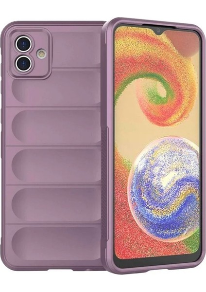 Samsung Galaxy A04 Uyumlu Silikon Kılıf - Kamera Korumalı Esnek Yeni Nesil Airbag Kapak - Mor