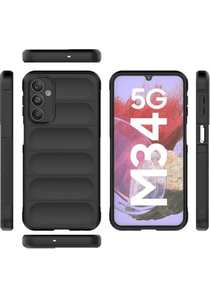 Samsung Galaxy M34 Uyumlu Silikon Kılıf - Kamera Korumalı Esnek Yeni Nesil Airbag Kapak - Siyah