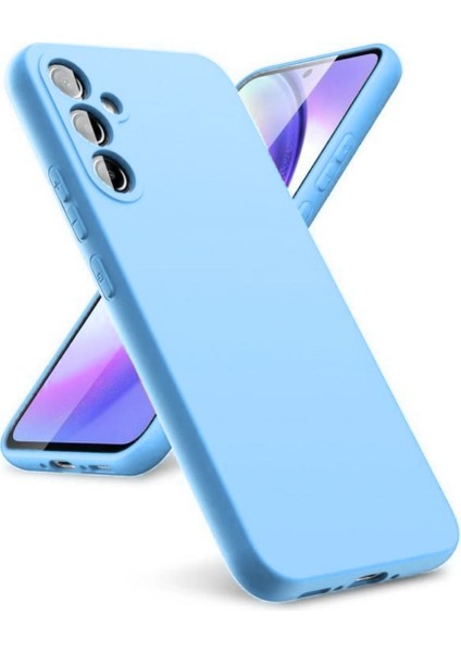 Samsung Galaxy S25 Fe Uyumlu Silikon Kılıf - Kamera Korumalı Esnek Pastel Renk Kapak - Mavi