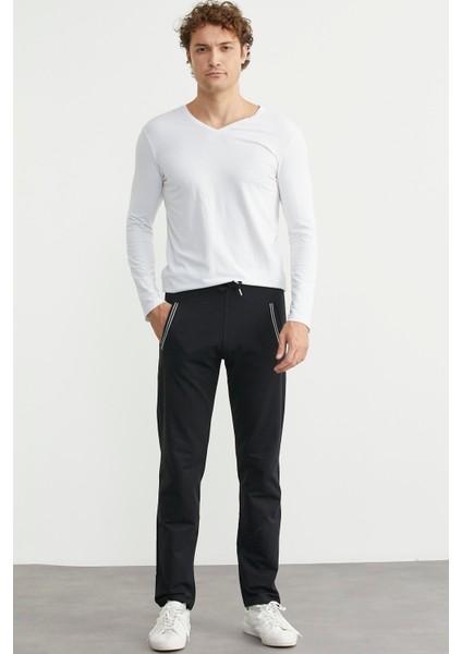 Boru Paça Rahat Kalıp Eşofman Altı - Siyah