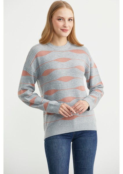 Renk Kombinli Triko Kazak - Gri fiyatları