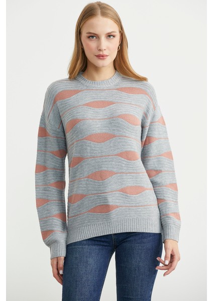 Renk Kombinli Triko Kazak - Gri modelleri