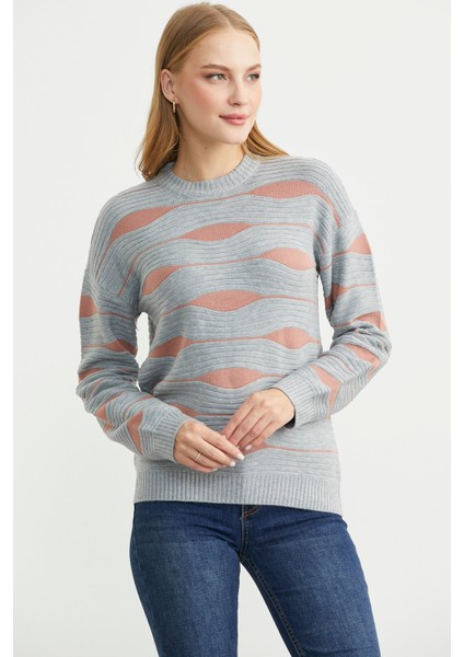 Renk Kombinli Triko Kazak - Gri fırsatları