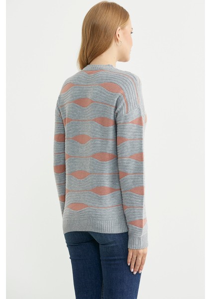 Renk Kombinli Triko Kazak - Gri indirimleri