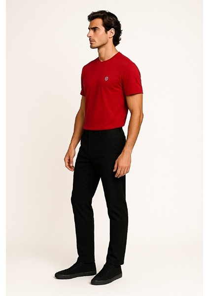 Bisiklet Yaka Slim Fit Göğüsü V Baskılı % 100 Pamuk Esnek Süprem T-Shirt modelleri