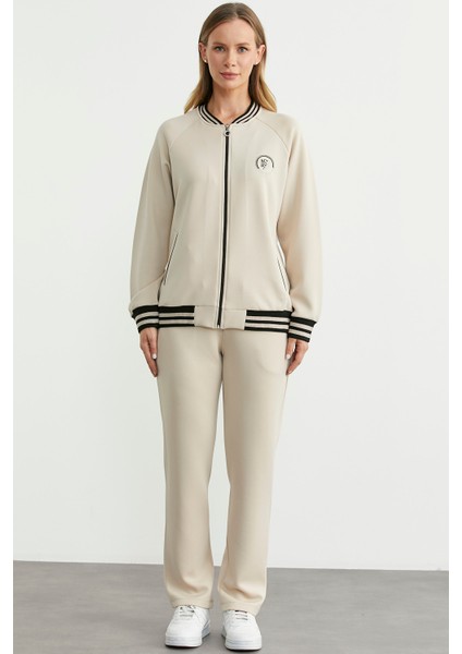 Şerit Detaylı Scuba Eşofman Takım - Bej fiyatları