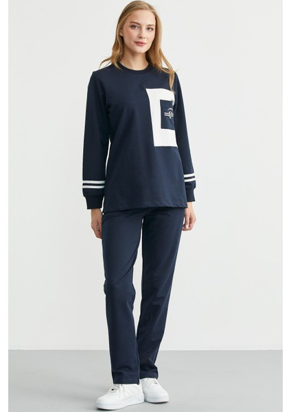 Oversize Parça Detaylı Tunik Eşofman Takım - Lacivert