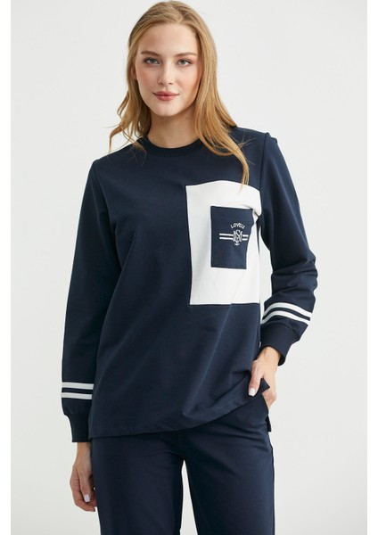 Oversize Parça Detaylı Tunik Eşofman Takım - Lacivert fırsatları