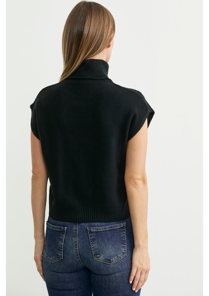 Tam Balıkçı Crop Triko Süveter - Siyah indirimleri