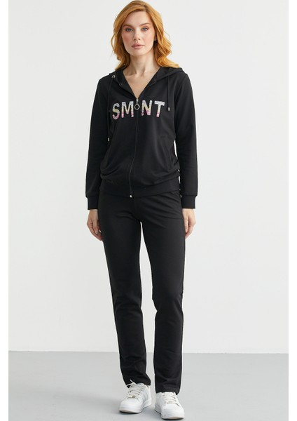 Fermuarlı Oversize Eşofman Takım - Siyah