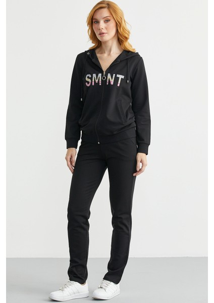 Fermuarlı Oversize Eşofman Takım - Siyah fırsatları