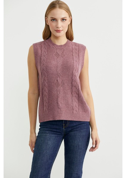 Salaş Yünlü Triko Süveter - Gül