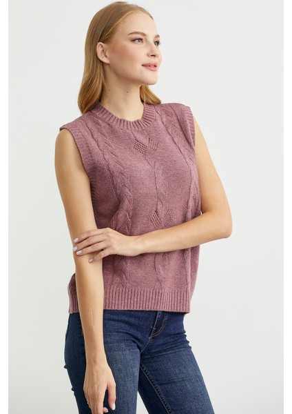 Salaş Yünlü Triko Süveter - Gül fırsatları