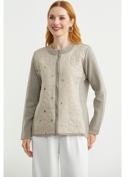 Cepli Önü Kapitone Triko Ceket - Vizon fiyatları