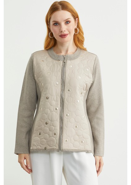 Cepli Önü Kapitone Triko Ceket - Vizon fırsatları