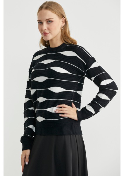 Renk Kombinli Triko Kazak - Siyah fiyatları