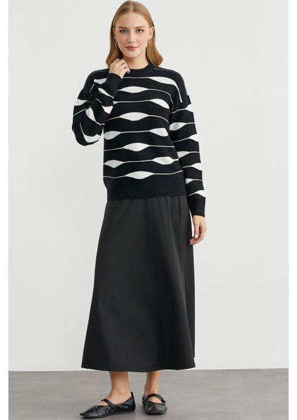 Renk Kombinli Triko Kazak - Siyah modelleri