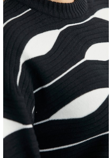 Renk Kombinli Triko Kazak - Siyah indirimleri