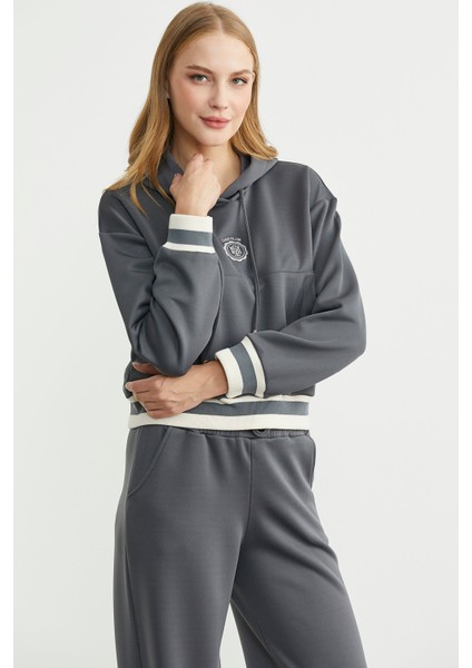 Kapüşonlu Rahat Kalıp Scuba Eşofman Takım - Antrasit modelleri