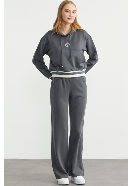 Kapüşonlu Rahat Kalıp Scuba Eşofman Takım - Antrasit fırsatları