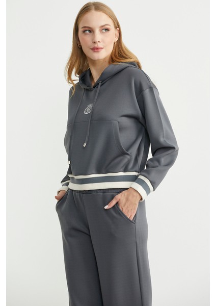 Kapüşonlu Rahat Kalıp Scuba Eşofman Takım - Antrasit indirimleri
