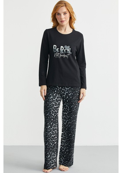 Yumuşak Dokulu Leopar Kombinli Rahat Takım - Siyah fiyatları