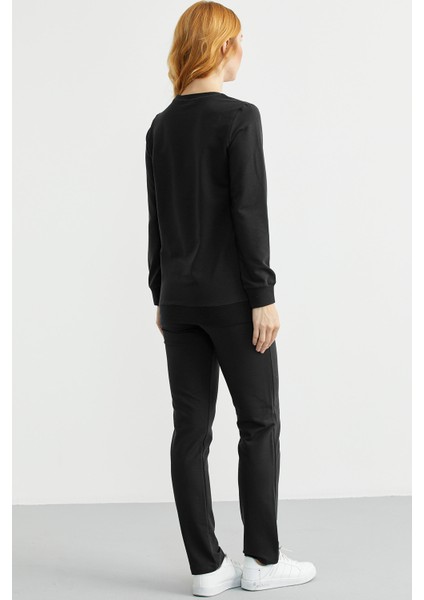 Sıfır Yaka Cepli Eşofman Takım - Siyah indirimleri