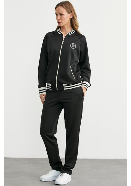 Şerit Detaylı Scuba Eşofman Takım - Siyah fırsatları