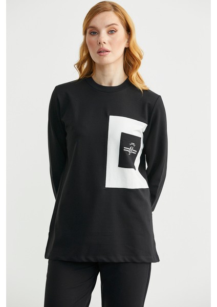 Oversize Parça Detaylı Tunik Eşofman Takım - Siyah