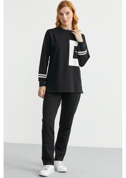 Oversize Parça Detaylı Tunik Eşofman Takım - Siyah modelleri