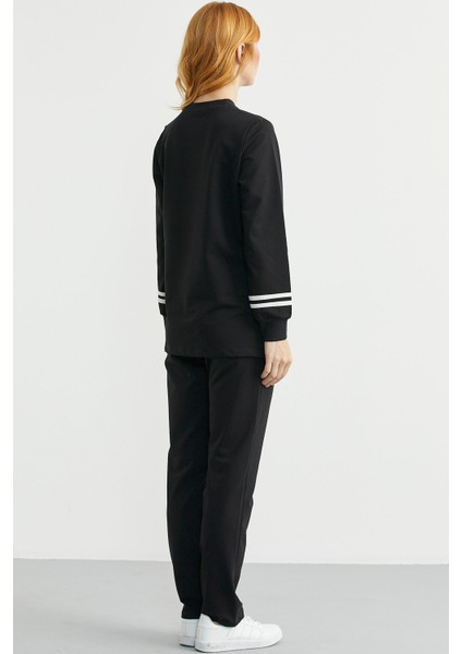 Oversize Parça Detaylı Tunik Eşofman Takım - Siyah indirimleri