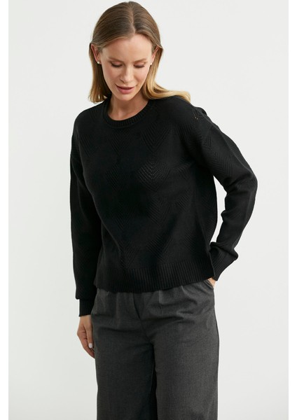 Renge Renk Motifli Triko Kazak - Siyah modelleri