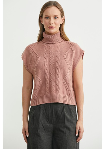 Tam Balıkçı Crop Triko Süveter - Gül fiyatları