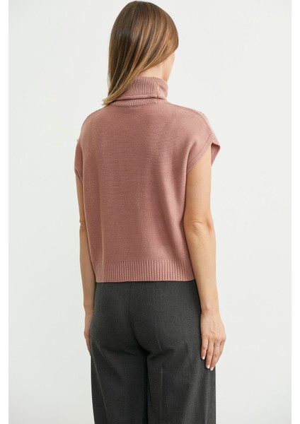 Tam Balıkçı Crop Triko Süveter - Gül indirimleri