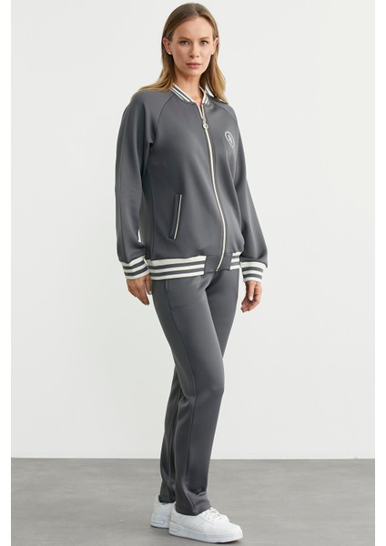 Şerit Detaylı Scuba Eşofman Takım - Antrasit modelleri