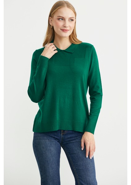 Bebe Yaka Yünlü Triko Kazak - Yeşil fiyatları