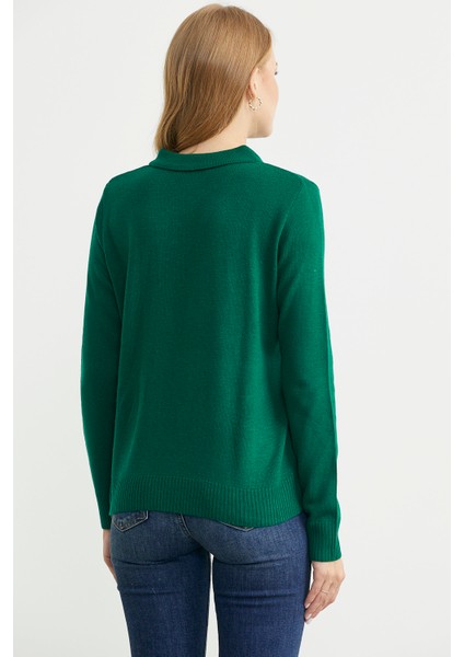 Bebe Yaka Yünlü Triko Kazak - Yeşil indirimleri