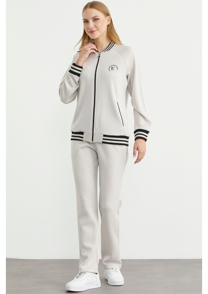 Şerit Detaylı Scuba Eşofman Takım - Taş modelleri