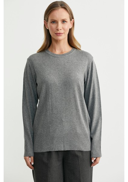 Bisiklet Yaka Yünlü Basic Triko Kazak - Gri fiyatları