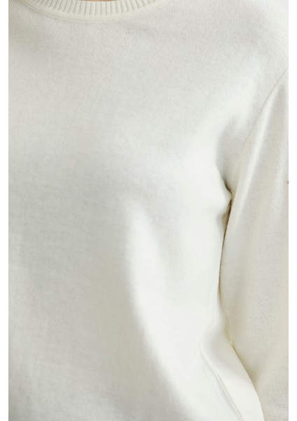 Bisiklet Yaka Yünlü Basic Triko Kazak - Kemik fırsatları