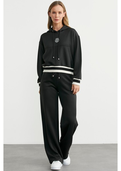 Kapüşonlu Rahat Kalıp Scuba Eşofman Takım - Siyah modelleri