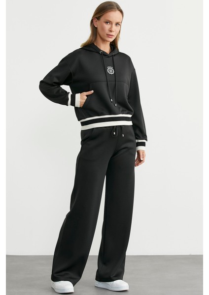 Kapüşonlu Rahat Kalıp Scuba Eşofman Takım - Siyah fırsatları