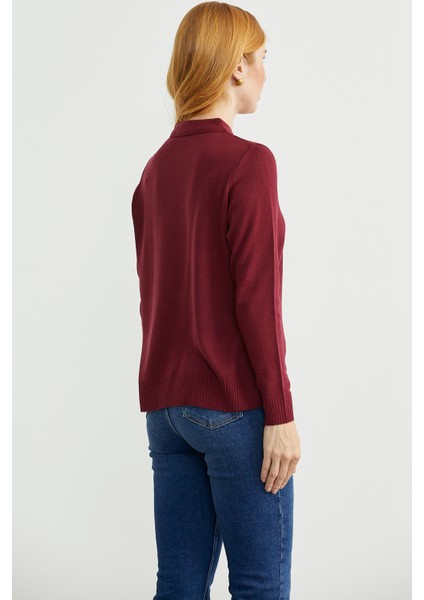 Bebe Yaka Yünlü Triko Kazak - Bordo indirimleri